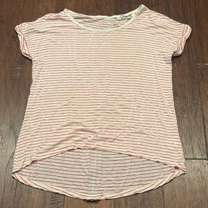 New!! Large PINK ROSE Striped Women's Top - Light Cream with Pink Stripes